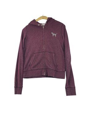 Victoria's Secret Pink Vintage Y2K Purple Zip Up Hoodie Dog Logo Sequin XS